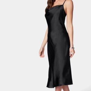 Bebe Satin Cowl Neck Slip Midi Dress Size L